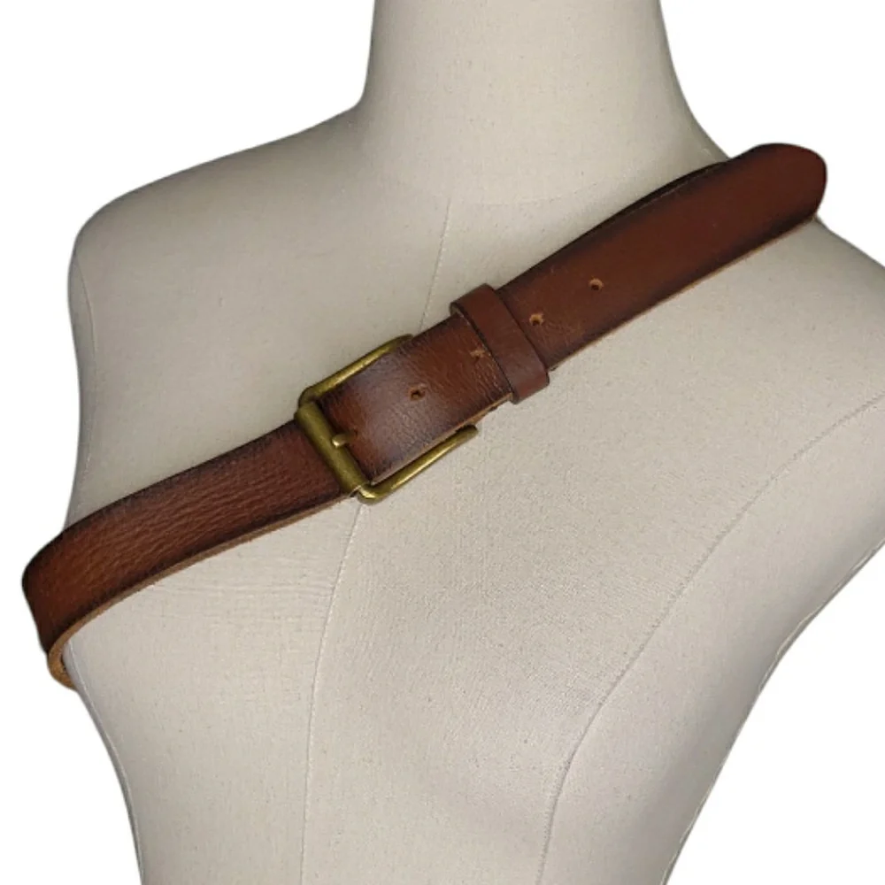 Vintage Handmade Belt Italy Brass Buckle Leather Grunge Unisex Rodeo West 35